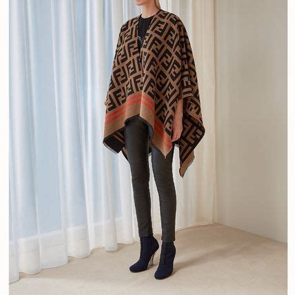 fendi ponchi|fendi poncho long fur cape.